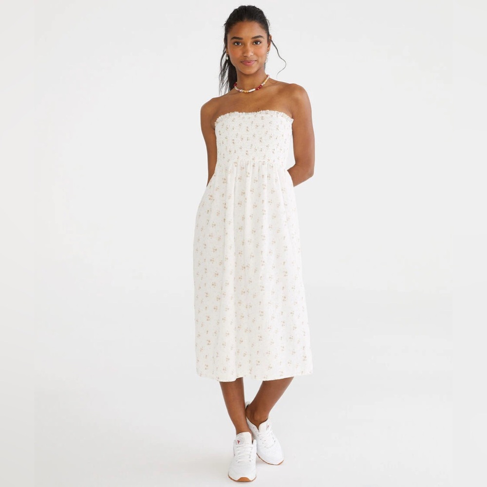 Aeropostale Strapless Convertible White Floral Dress/Maxi Skirt Sz XS
